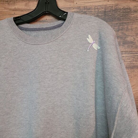 Fruit Of The Loom Dragon Fly Sweatshirt XL Heathered Gray Stretch - Picture 2 of 10